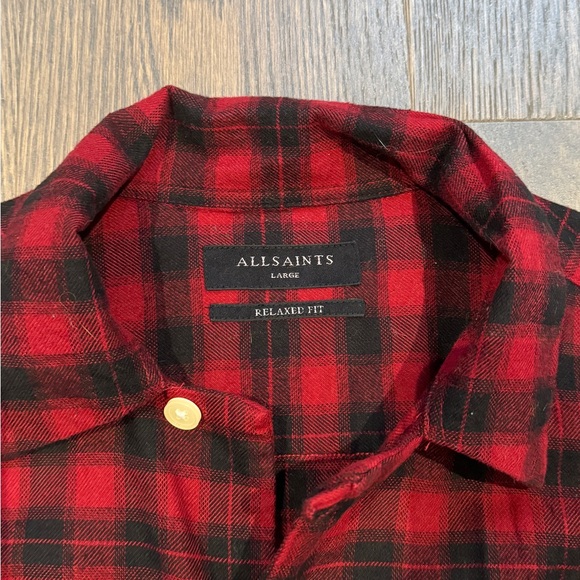 Allsaints Relaxed Fit Red/Black Flannel Vintage - Picture 3 of 4